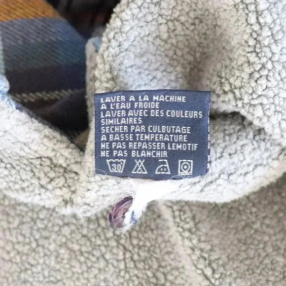 Billabong Plaid Men's Medium Blue Fleece Long Sleeve Button Down Collared Jacket - Picture 14 of 14